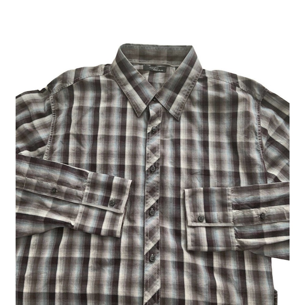 Two a.m. Mens Button Up Plaid Dress Shirt Size XL - Picture 2 of 8